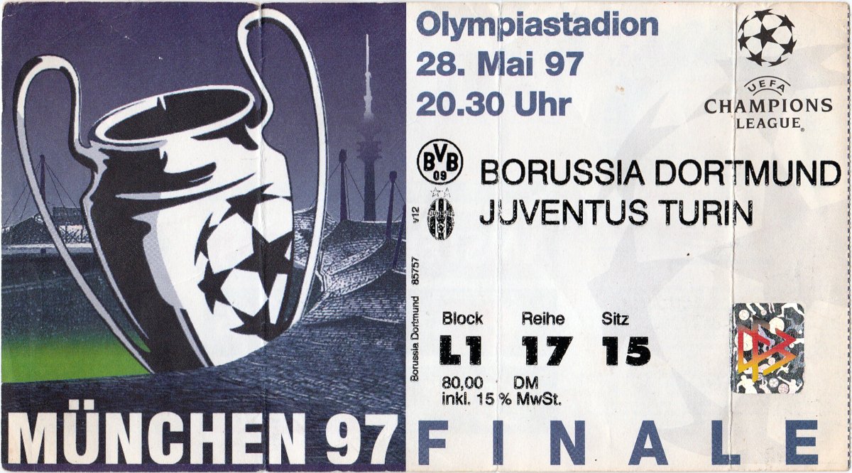 Eintrittskarte für das Champions-League-Finale 1997